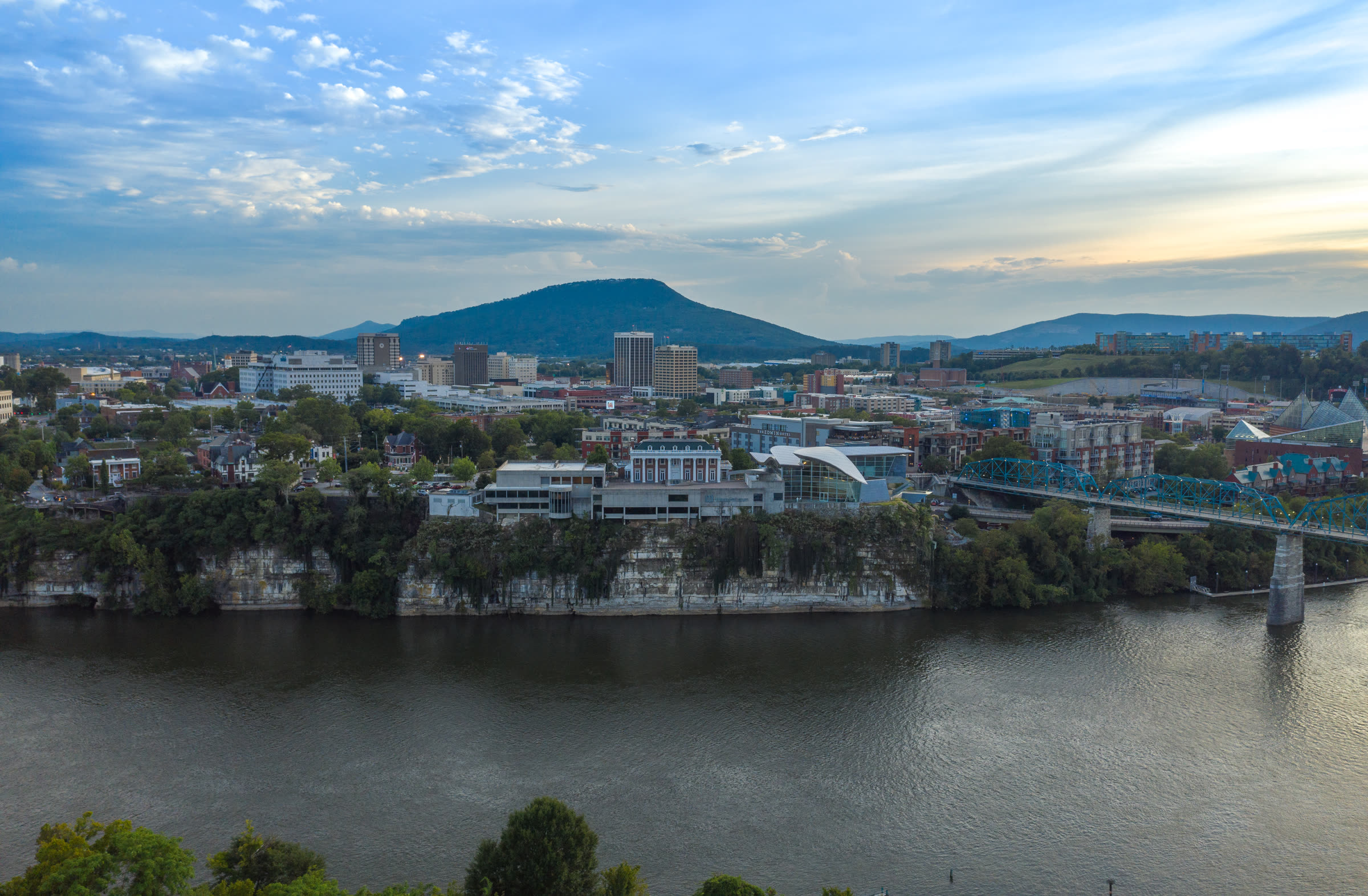 Aerial view of downtown Chattanooga and the Tennessee River